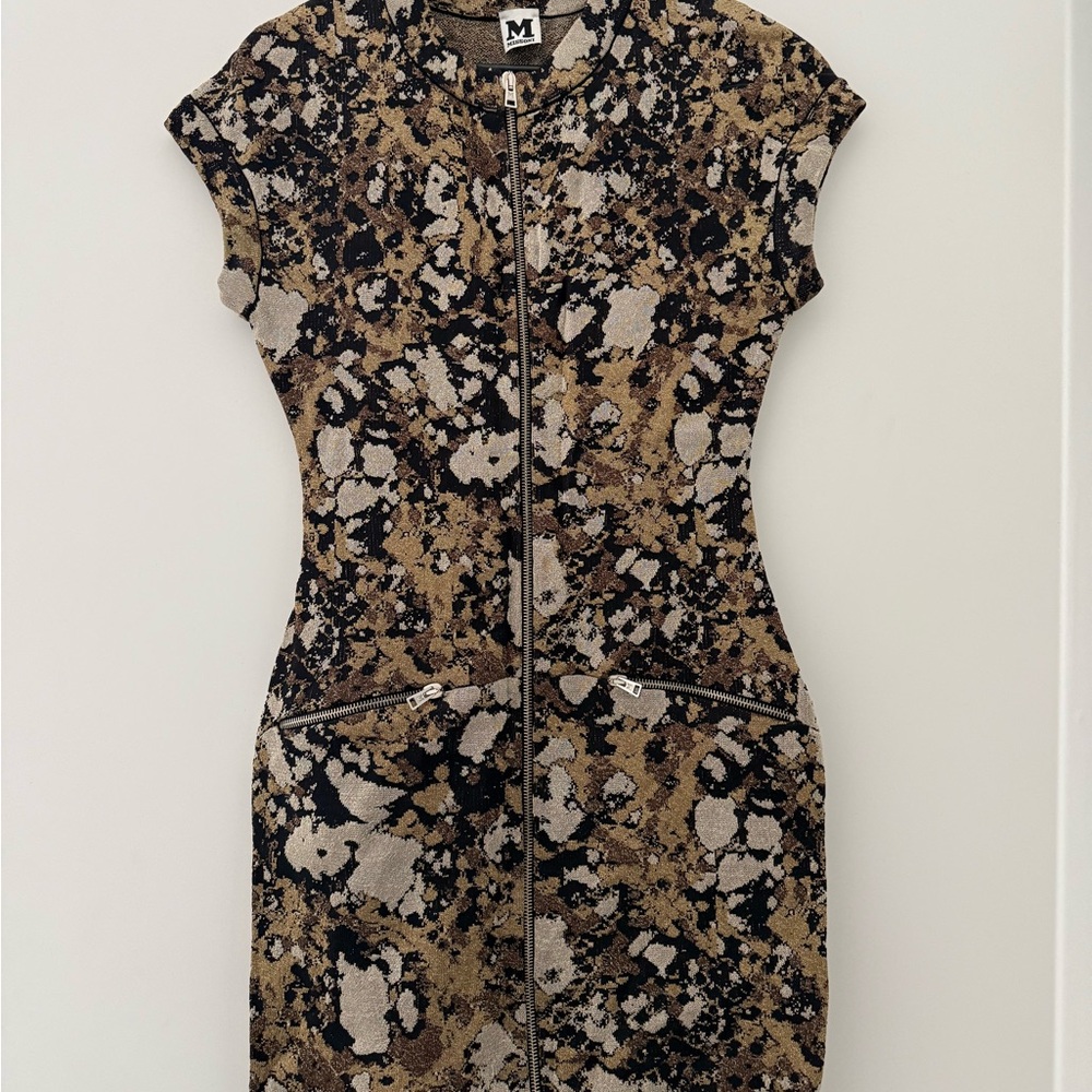 Missoni Metallic Knit Zip Front Dress